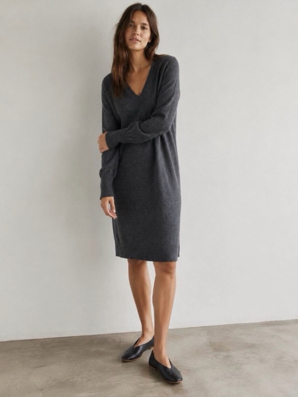 Everlane Womens Cashmere Sweater Dress Sz Medium Gray Minimalist Quiet Luxury
